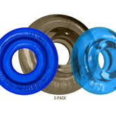 OxBalls RimRingz 3 Piece Multi Size Stretchy Cock Ring Blue Cock Ring Sets