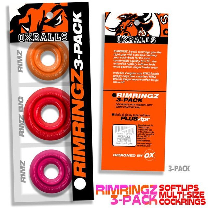 OxBalls RimRingz 3 Piece Multi Size Stretchy Cock Ring Cock Ring Sets