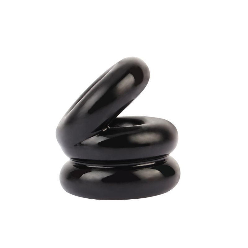 Chisa Stacked Dual Pleasure Male Pleasure Cock Ring Black Stretchy Cock Rings