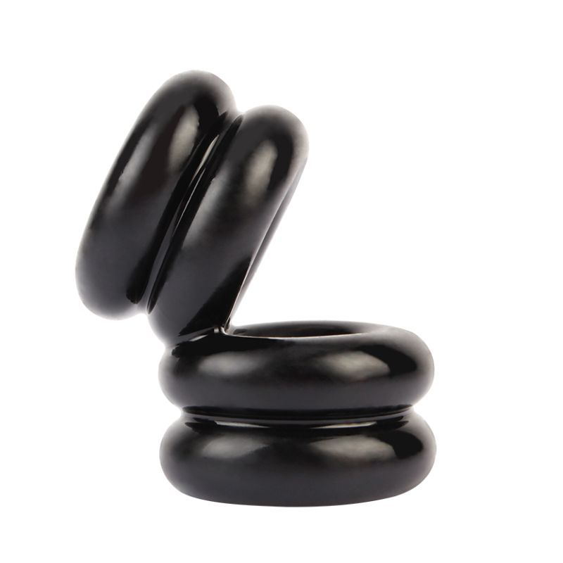 Chisa Double Stacked Dual Pleasure Mens Cock Ring Black Stretchy Cock Rings