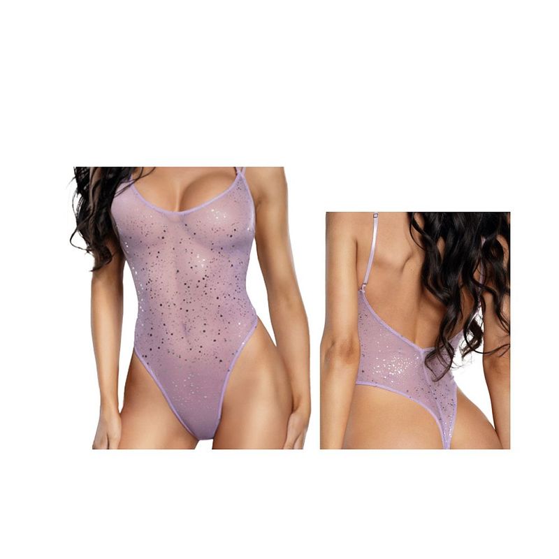 Dream Girl Ombre Glitter Mesh Sexy Womens Teddy Lilac Teddies and Bodysuits