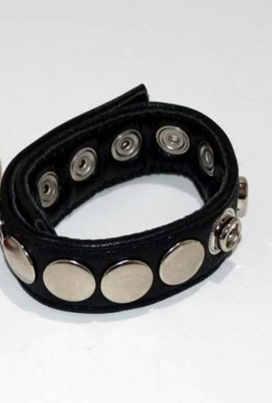 8 Speed Black Leather Cock Ring - Ball and Cock Toys