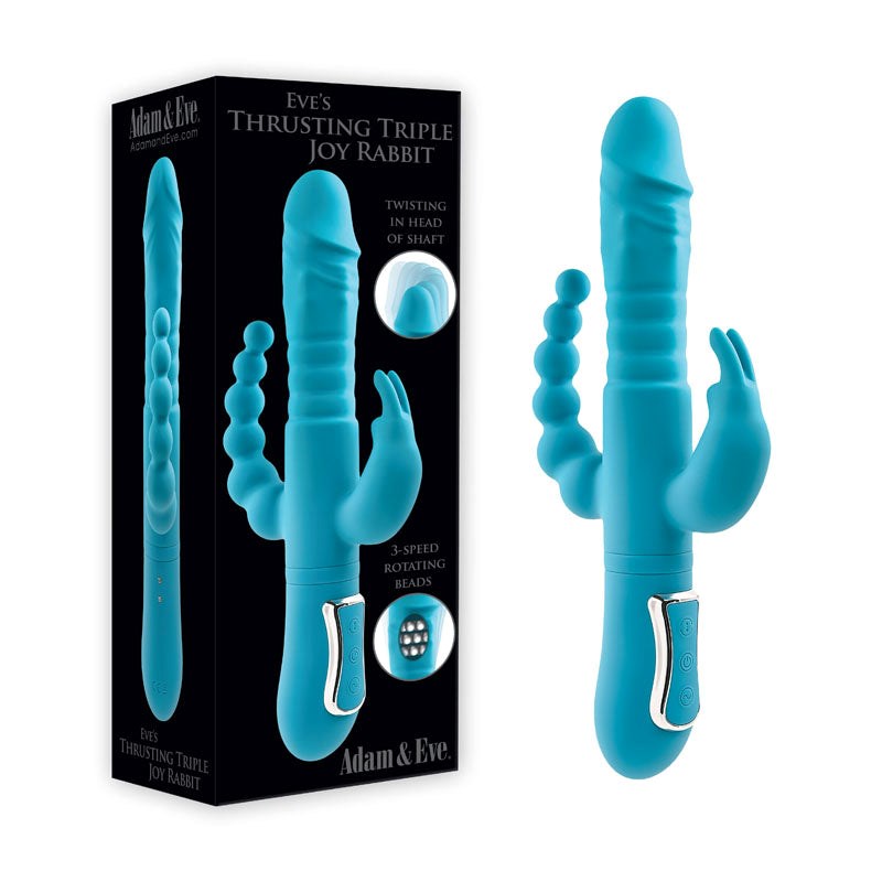 Adam & Eve's Thrusting Triple Joy Rabbit - Sensory Adventure Rabbit Vibrators