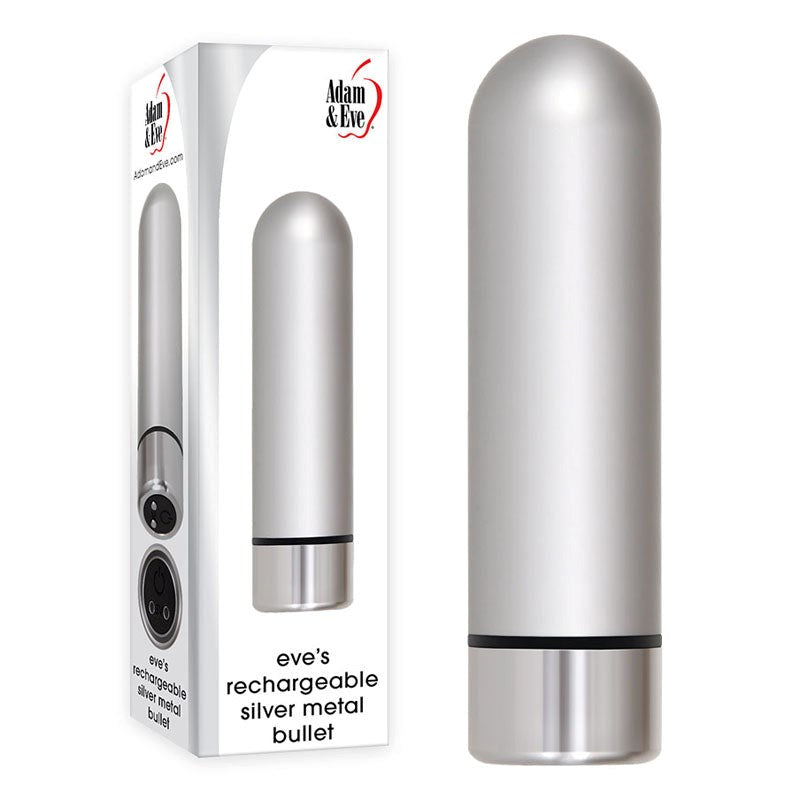 Adam & Eve Rechargeable Silver Metal Bullet Bullet Vibrators