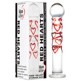 Adam & Eve Red Hearts Glass Dildo Glass Sex Toys