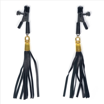 Alligator Tip Clamp - Leatherette Tassels Nipple and Clit Clamps