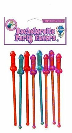 Pipedream Cocktail Stirrers Adult Sex Game 8 Pack Bachelorette and Bucks