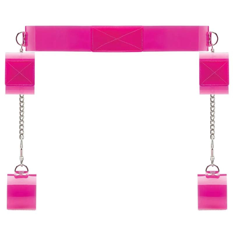 Bad Romance Pink Translucent Bondage Belt Cuffs and Restraints