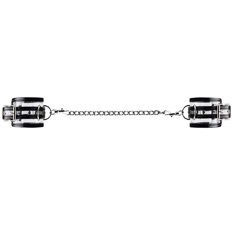 Bad Romance Translucent Handcuffs with Black Stripes Cuffs and Restraints
