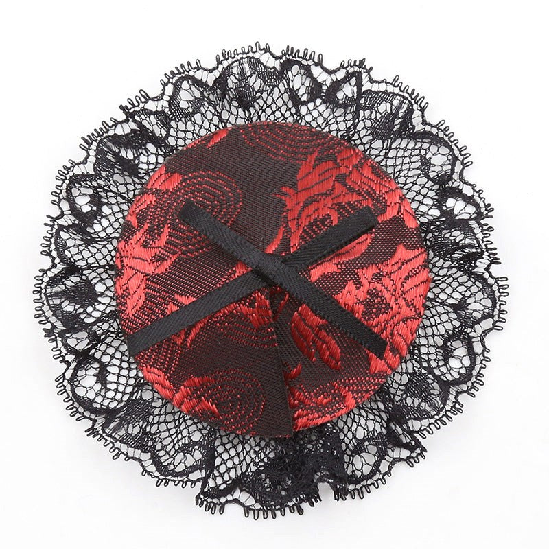 Black and Red Lace Overlay Nipple Pasties Fancy Dress Ups
