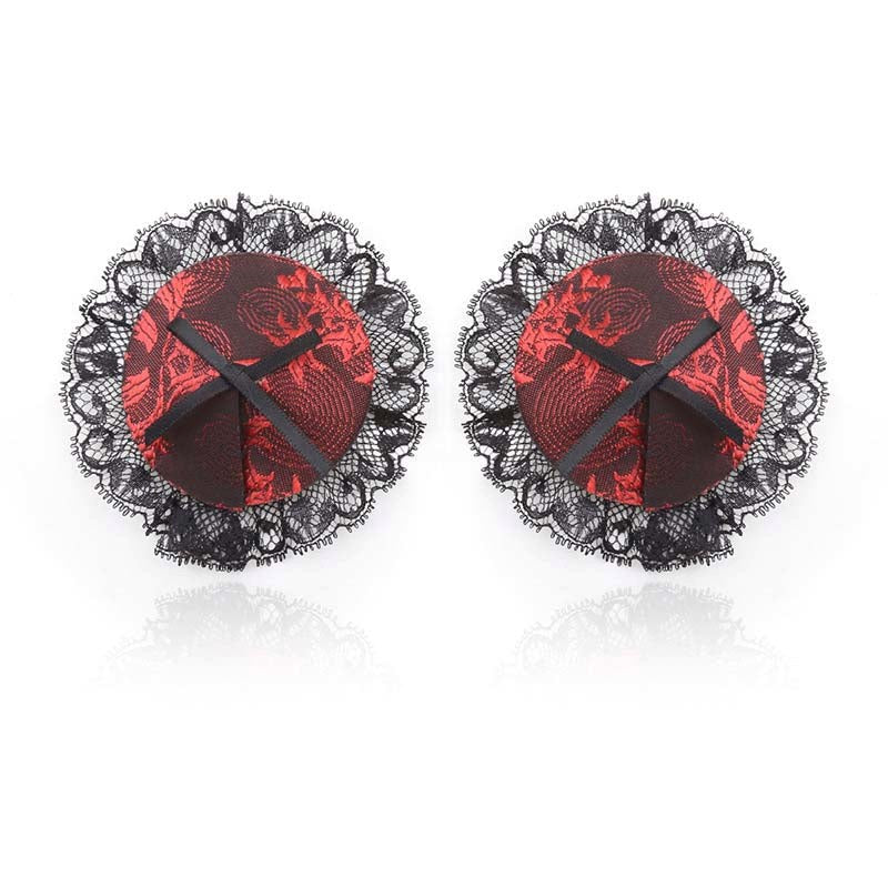 Black and Red Lace Overlay Nipple Pasties Fancy Dress Ups