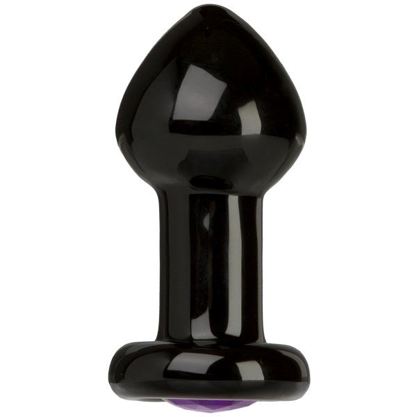Doc Johnson Black Rose Crystal Butt Plug Medium Glass Sex Toys