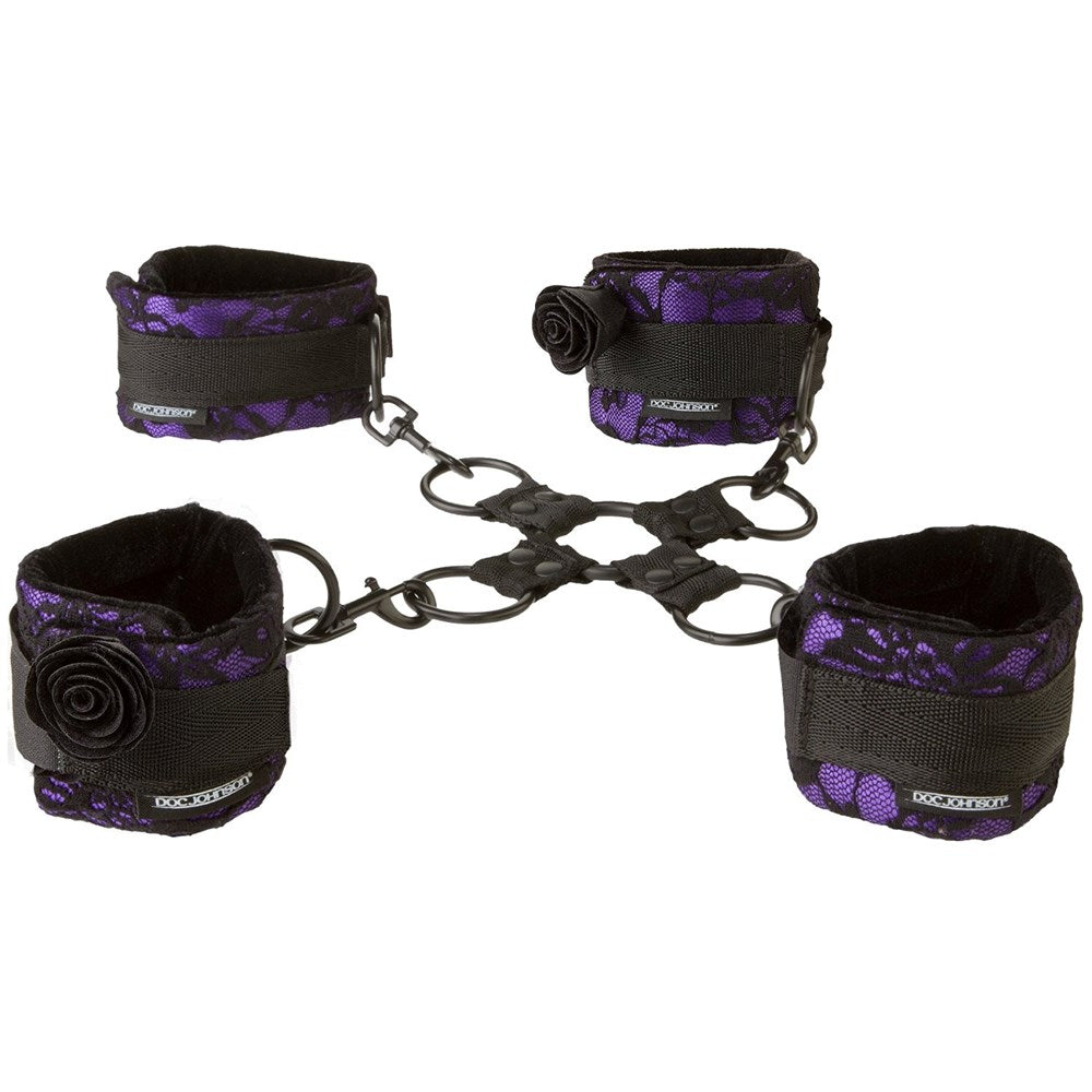 Doc Johnson Black Rose Four-Way Foreplay Cuff Set Cuffs and Restraints
