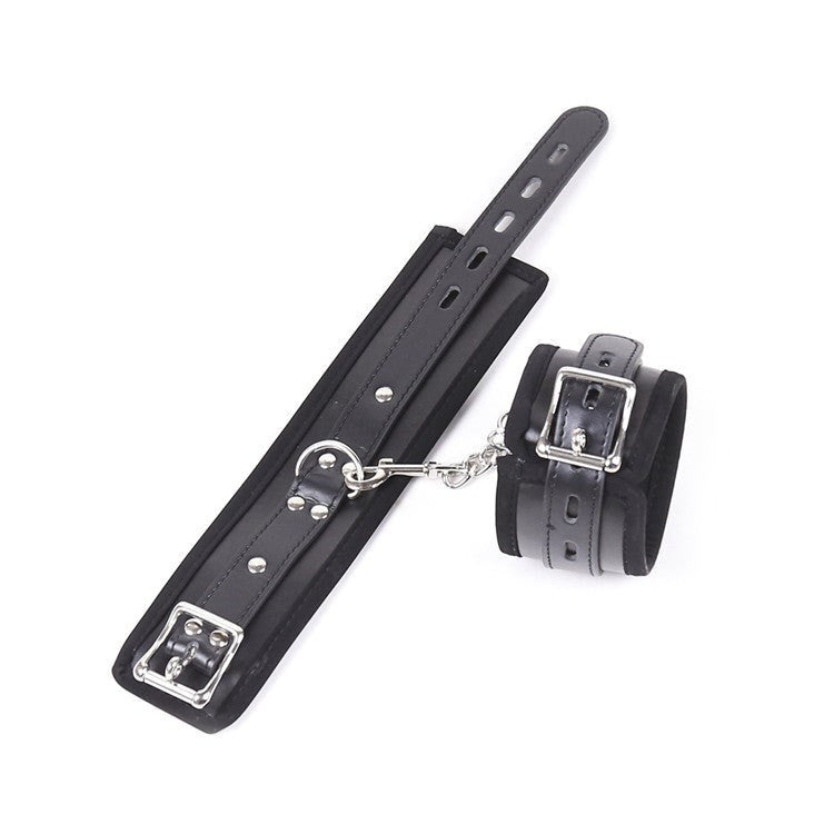 Buckler Faux Leather Cuffs With Chain Cuffs and Restraints