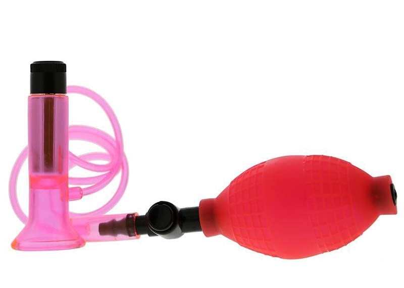 Clitoral Vibrating Pump Clear Pink with Batteries Pussy And Clit Toys