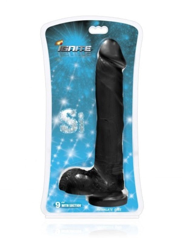 Cock w/ Balls and Suction Black 9in Realistic Dildos