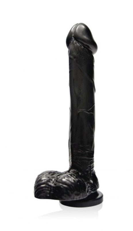 Cock w/ Balls and Suction Black 9in Realistic Dildos