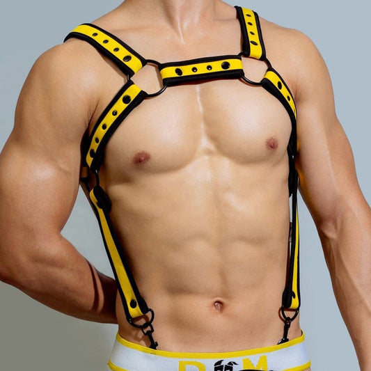 D.M Neoprene Chest Harness with Suspenders For Him - Cuffs and Restraints