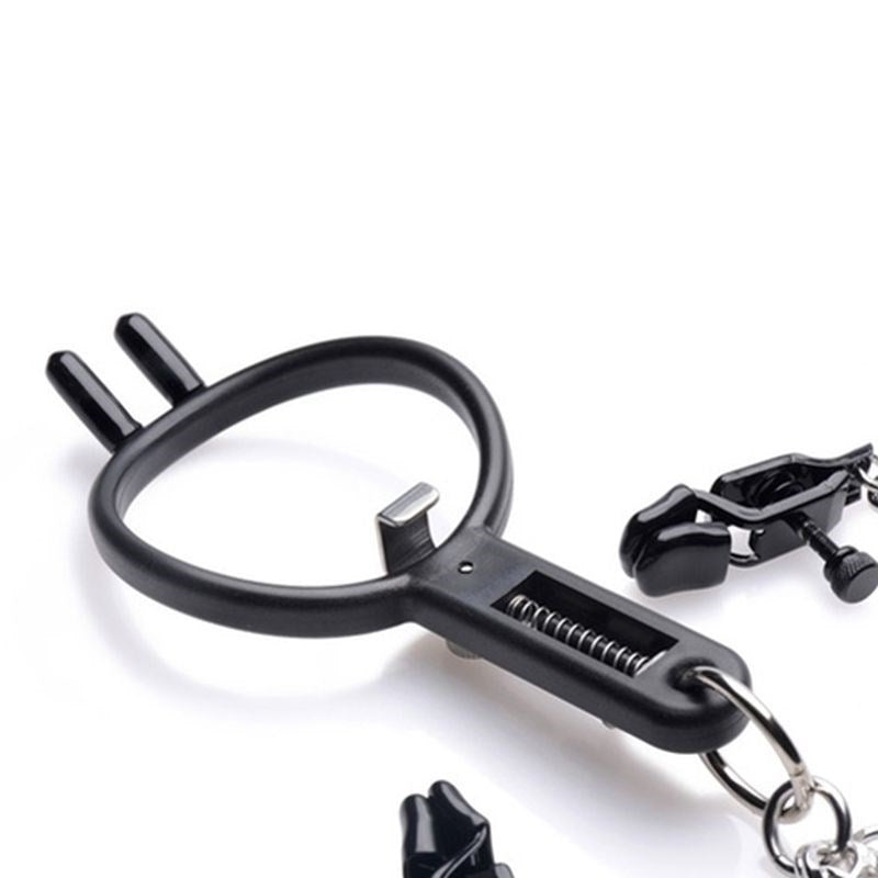 Degraded Mouth Spreader with Nipple Clamps Nipple and Clit Clamps