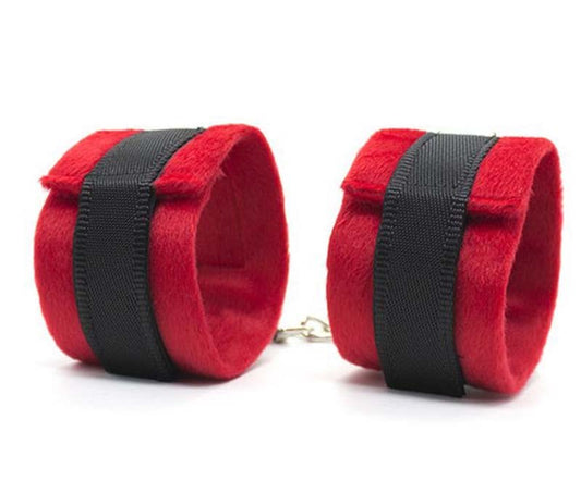Downy Fetish Play Cuffs Black And Red - Fancy Dress Ups