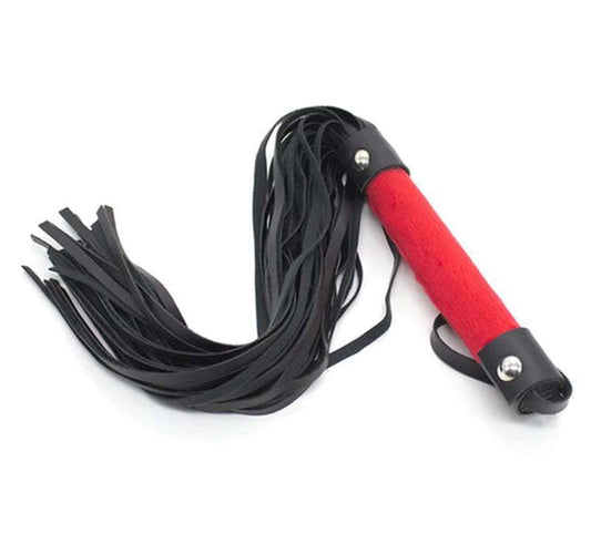 Downy Fetish Play Whip Black And Red - Whips And Crops