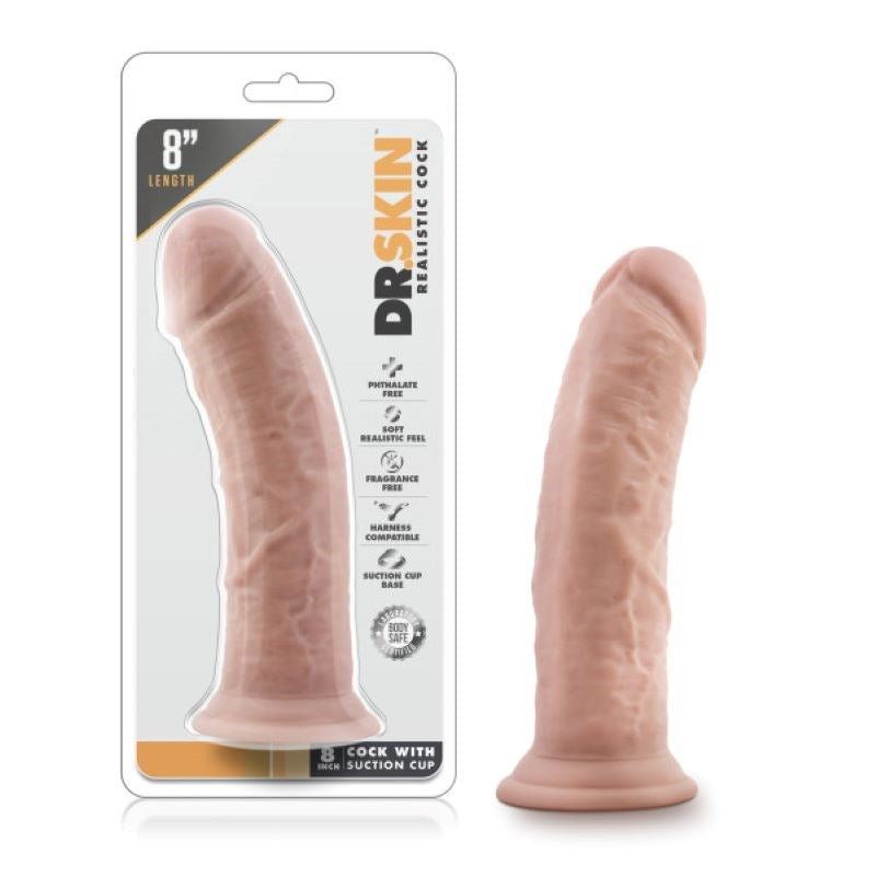 Dr. Skin's Delightful 8-Inch Cock + Suction Cup - Laugh, Play, and Climax! Realistic Dildos