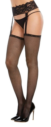 Dreamgirl Captivating Fishnet Garter Hose - Timeless Elegance Hosiery