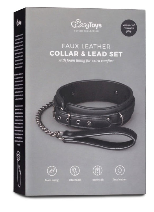 Easytoys Fetish Collar with Leash - Collars and Leads