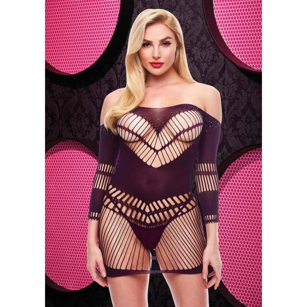 Lapdance Lingerie Bling Bling Sexy Halter Dress Purple Teddies and Bodysuits
