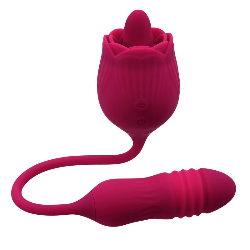 Evolved WILD ROSE - Dual Pleasure Thrusting Bullet and Flicking Tongue Personal Massagers