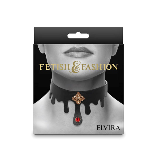 Fetish & Fashion - Elvira Bondage Collar of Allure and Elegance {% if variant != 'Default Title' and variant != blank %} {% endif %} Collars and Leads