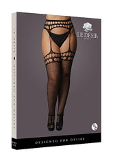 Garterbelt Stockings With Open Design - Black Hosiery