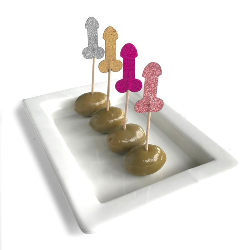 Sparkly Penile Decorations - Elevate Your Party Snacks with Metallic Flair Bachelorette and Bucks