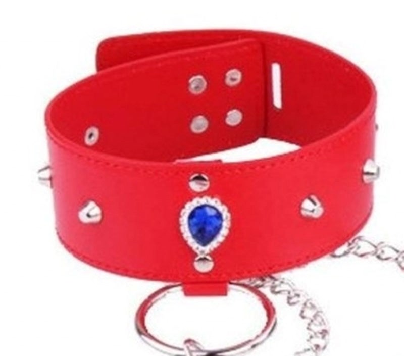 Exquisite Bondage Collar Set with Heart Crystal Accents Fancy Dress Ups