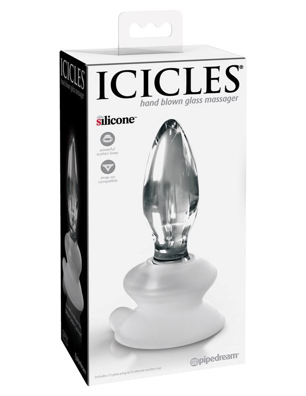 Pipedream Icicles No 91 Suction Cup Base Glass Butt Plug Glass Sex Toys