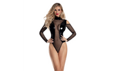 Starline Kalis Wet Look Cold Shoulder Womens Bodysuit Black Teddies and Bodysuits