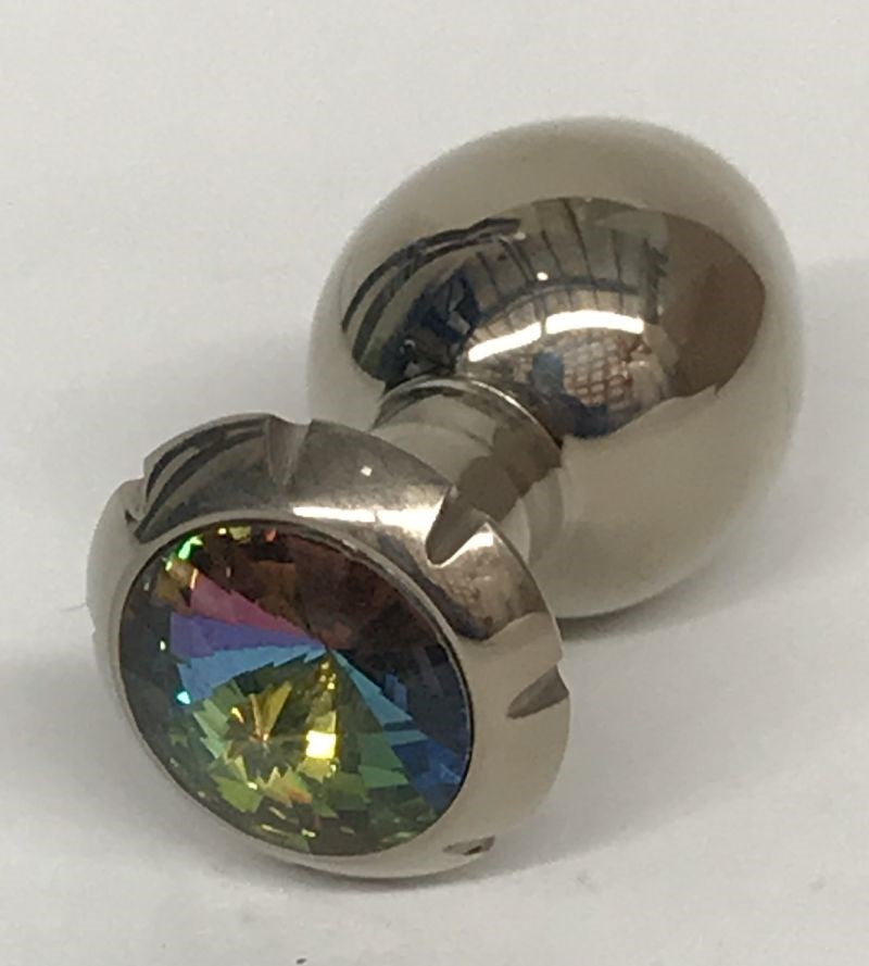 Jewelled Lotus Metal Butt Plug Small Rainbow Steel Sex Toys