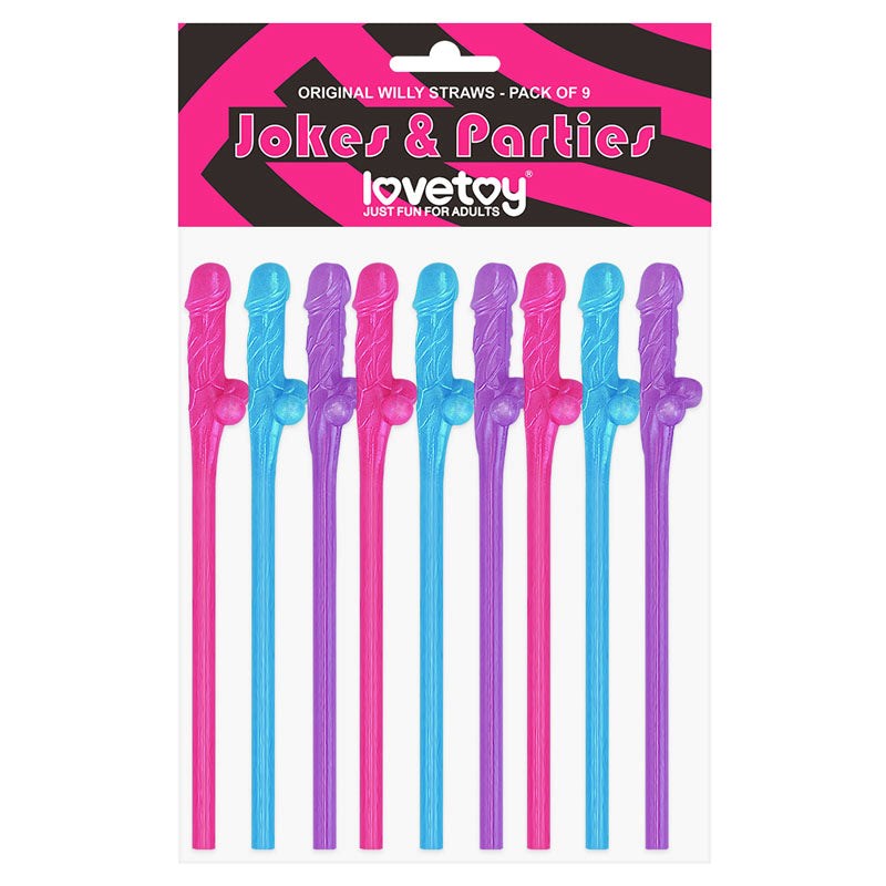 Jokes + Parties Coloured Willy Straws - 9 Pack Sex Games, Coupons and Tricks