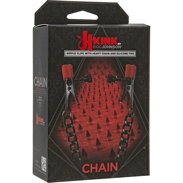 Kink Chain Nipple Clips with Heavy Chain and Silicone Tips Nipple and Clit Clamps