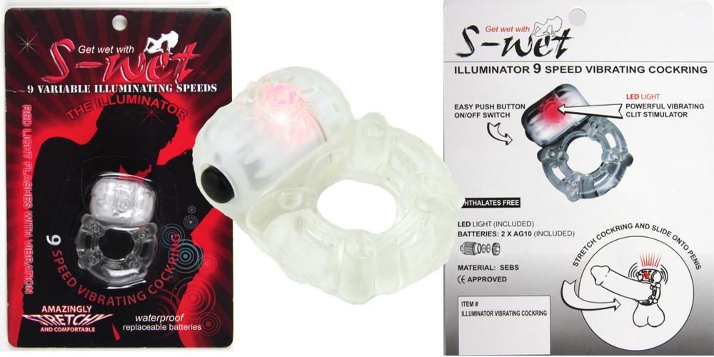 NU Sensuelle S Wet Illuminator Vibrating Cock Ring Clear Vibrating Cock Rings