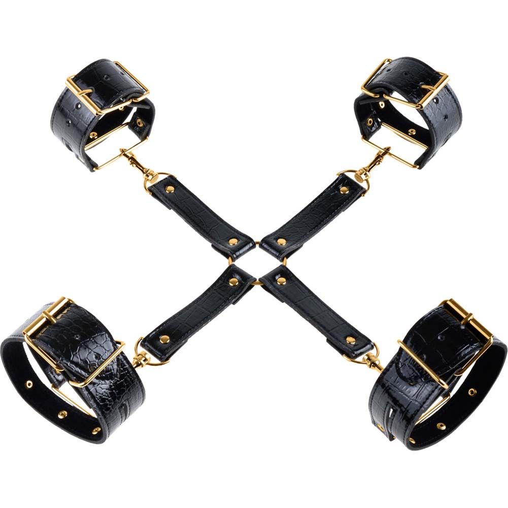 Pipedream Fetish Fantasy Gold Fantasy BDSM Play Hogtie Cuffs and Restraints