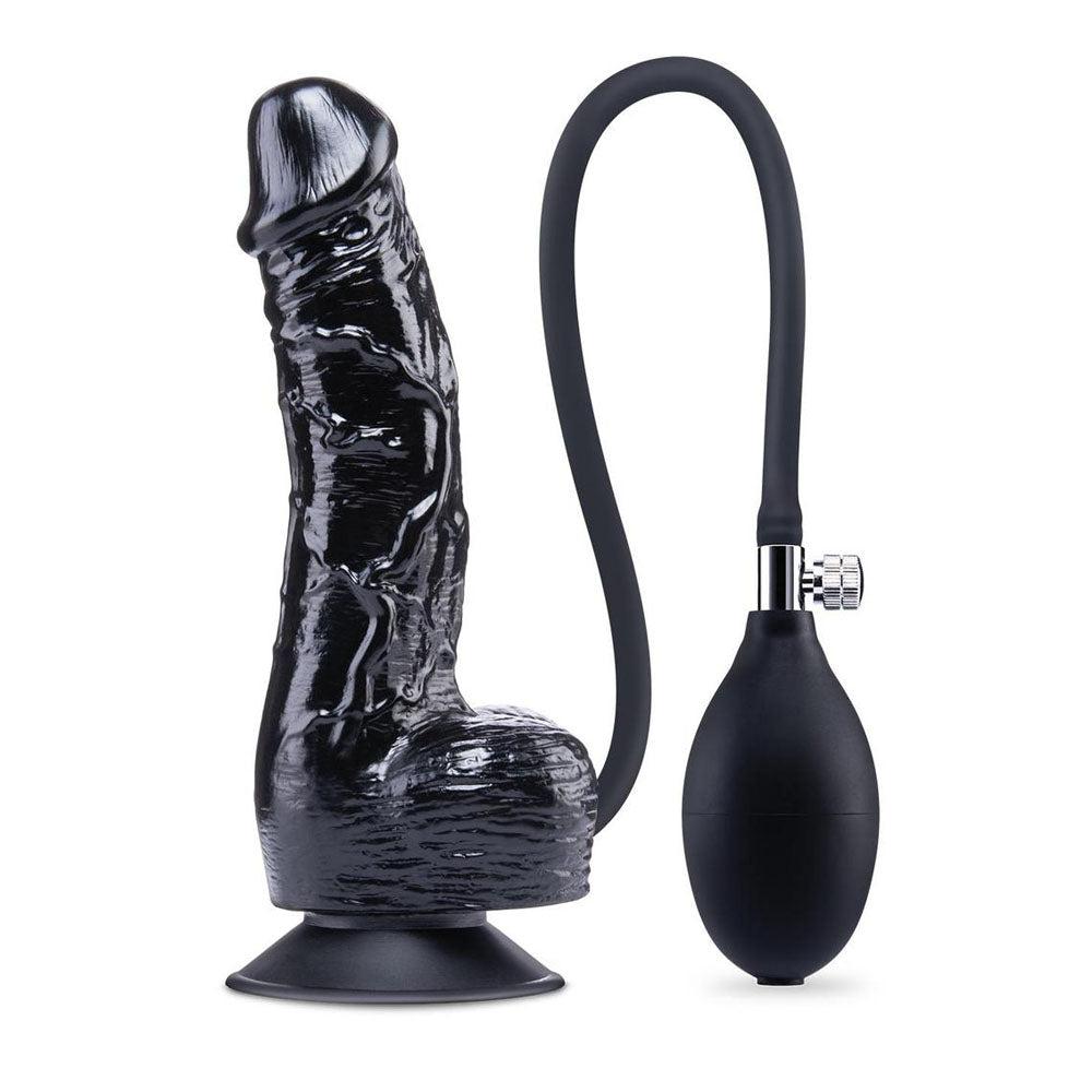Xgen Size Up Realistic Inflatable Dildo with Balls Black Inflatable Dildos and Vibrators