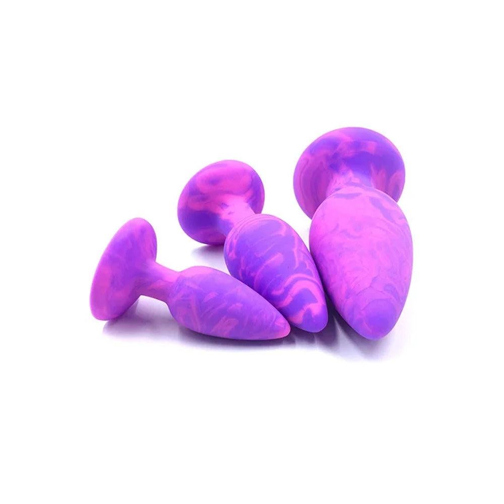 Adam & Eve COLOUR SWIRL Anal Plug Set of 3 Sizes Butt Plugs