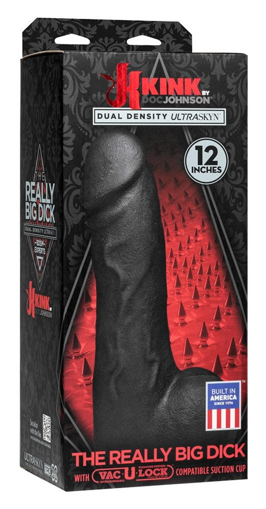 Kink The Really Big Black Pleasure Stick - 12 Inches of Ecstasy Realistic Dildos