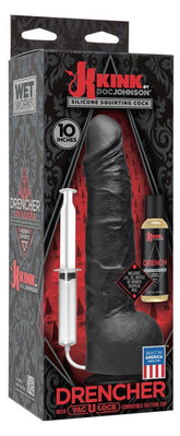 Kink Wet Works Drencher - Silicone Squirting Cock Black Realistic Dildos