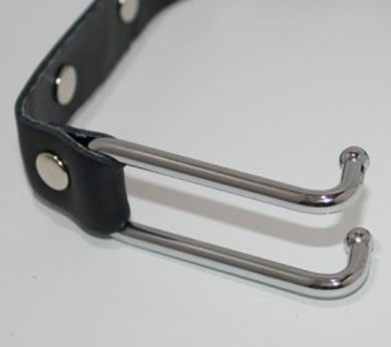 KinkyTime Metal Nose Hooks on Connectable Leather Lead Cuffs and Restraints