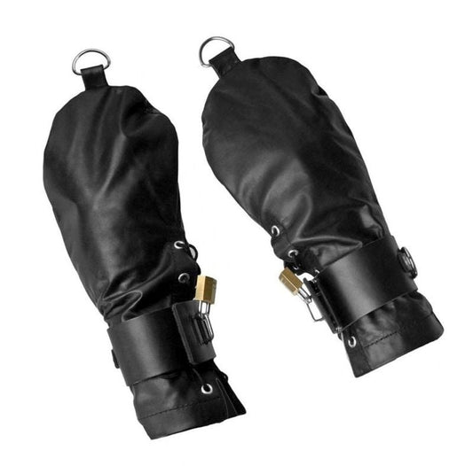 Lace Up Leather Mitts with Wrist Cuffs - Cuffs and Restraints