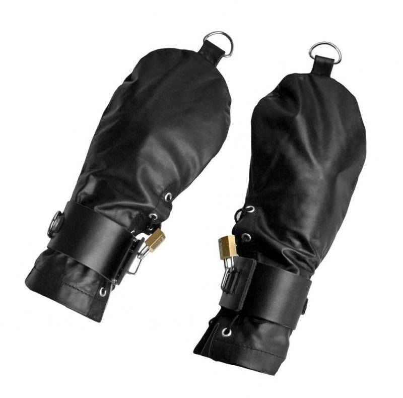 Lace Up Leather Mitts with Wrist Cuffs Cuffs and Restraints