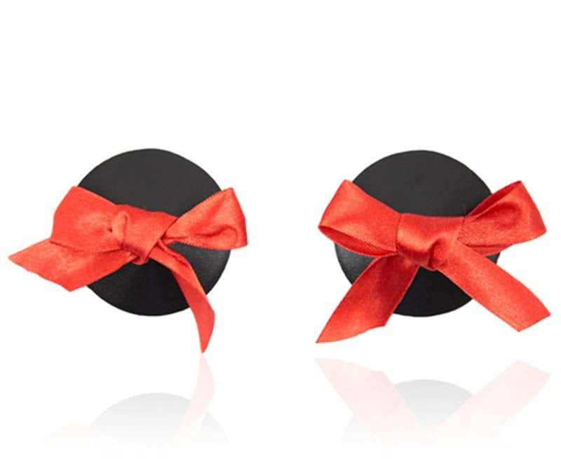 Lather Nipple Pasties With Bow Fancy Dress Ups
