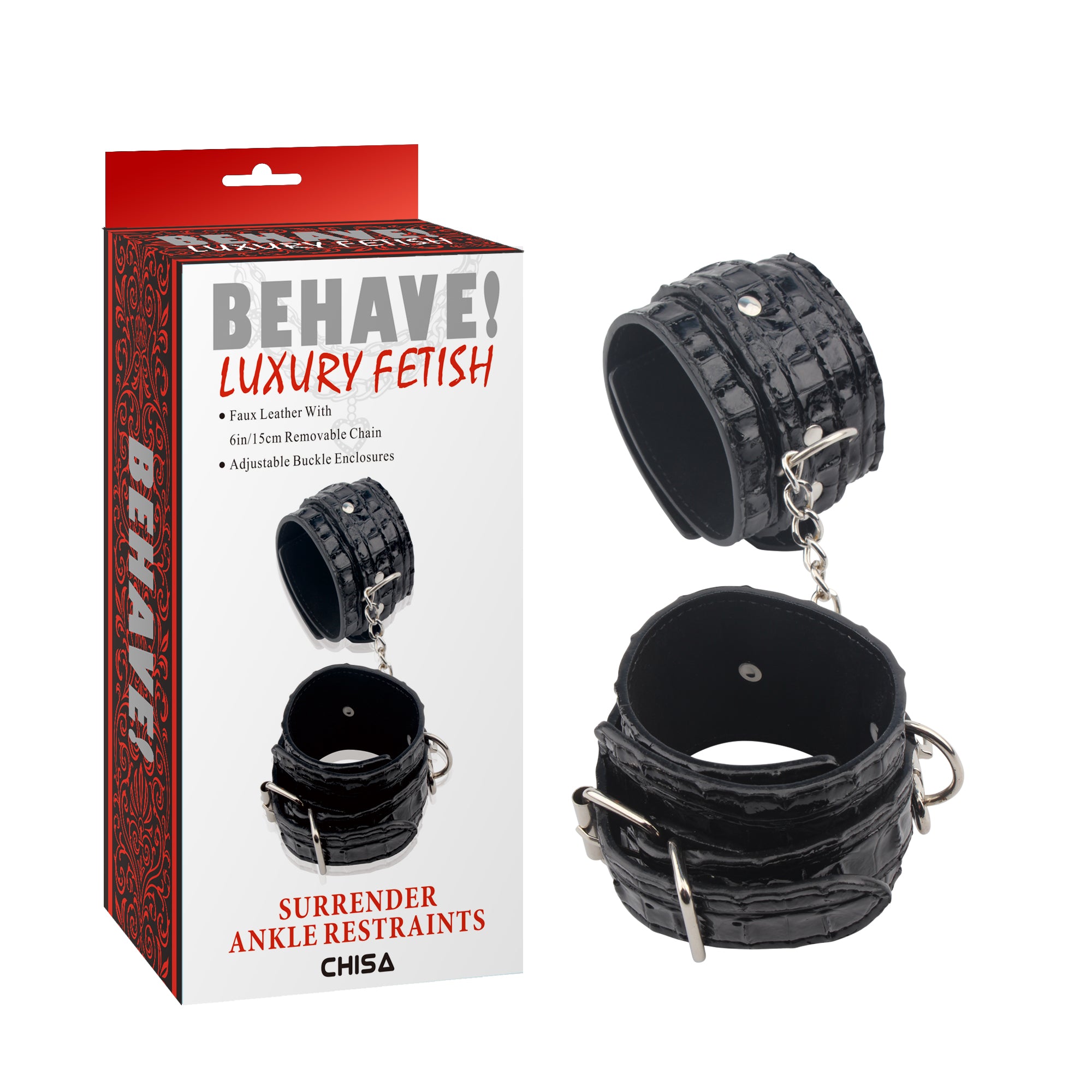Behave Surrender Fully Adjustable Ankle Restraints Black Cuffs And Restraints